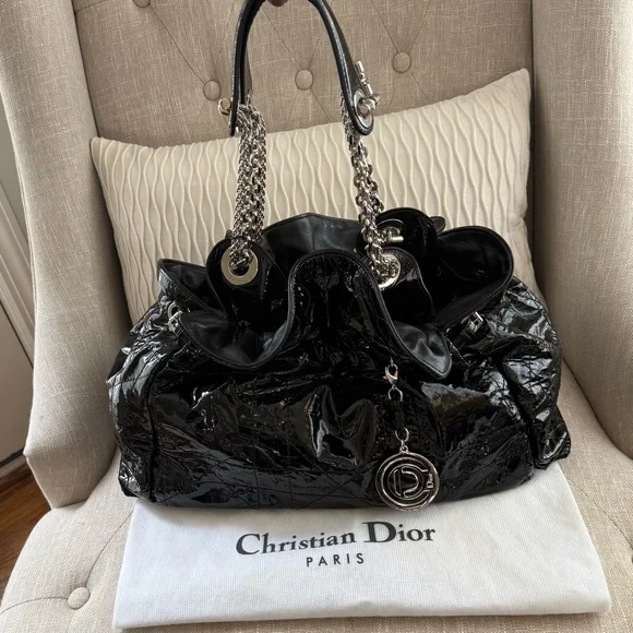 Christian Dior Le Trente Cannage Black Patent Hobo Bag - Like New - Picture 3 of 14